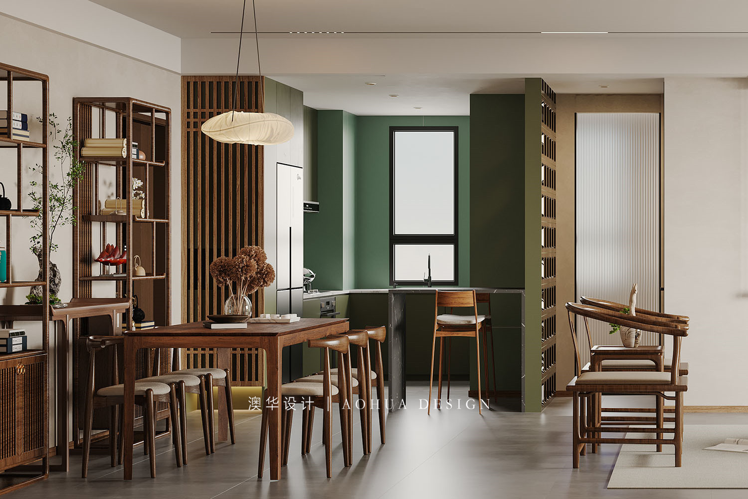 萬科翡翠國際140㎡現代中式混搭