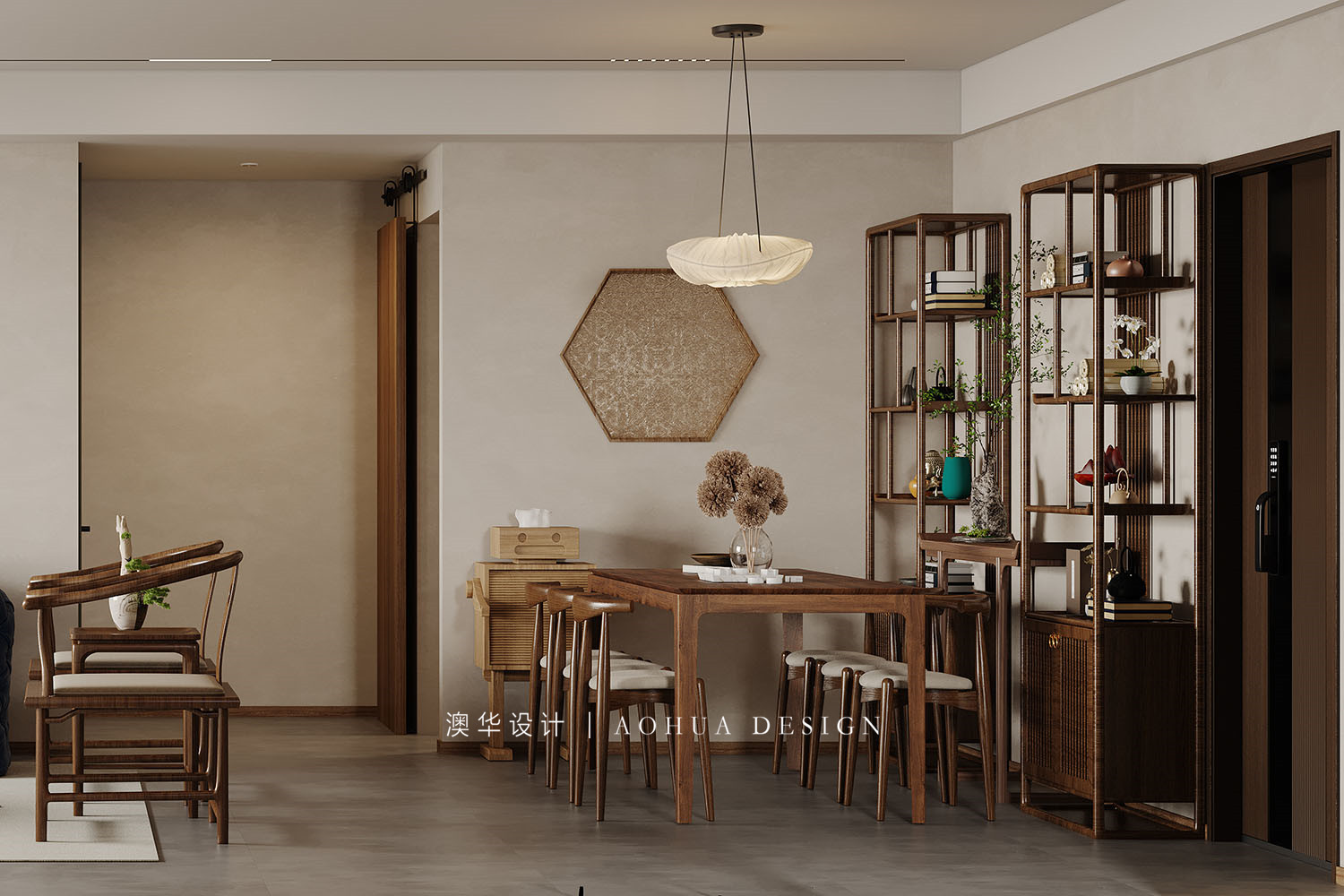 萬科翡翠國際140㎡現代中式混搭