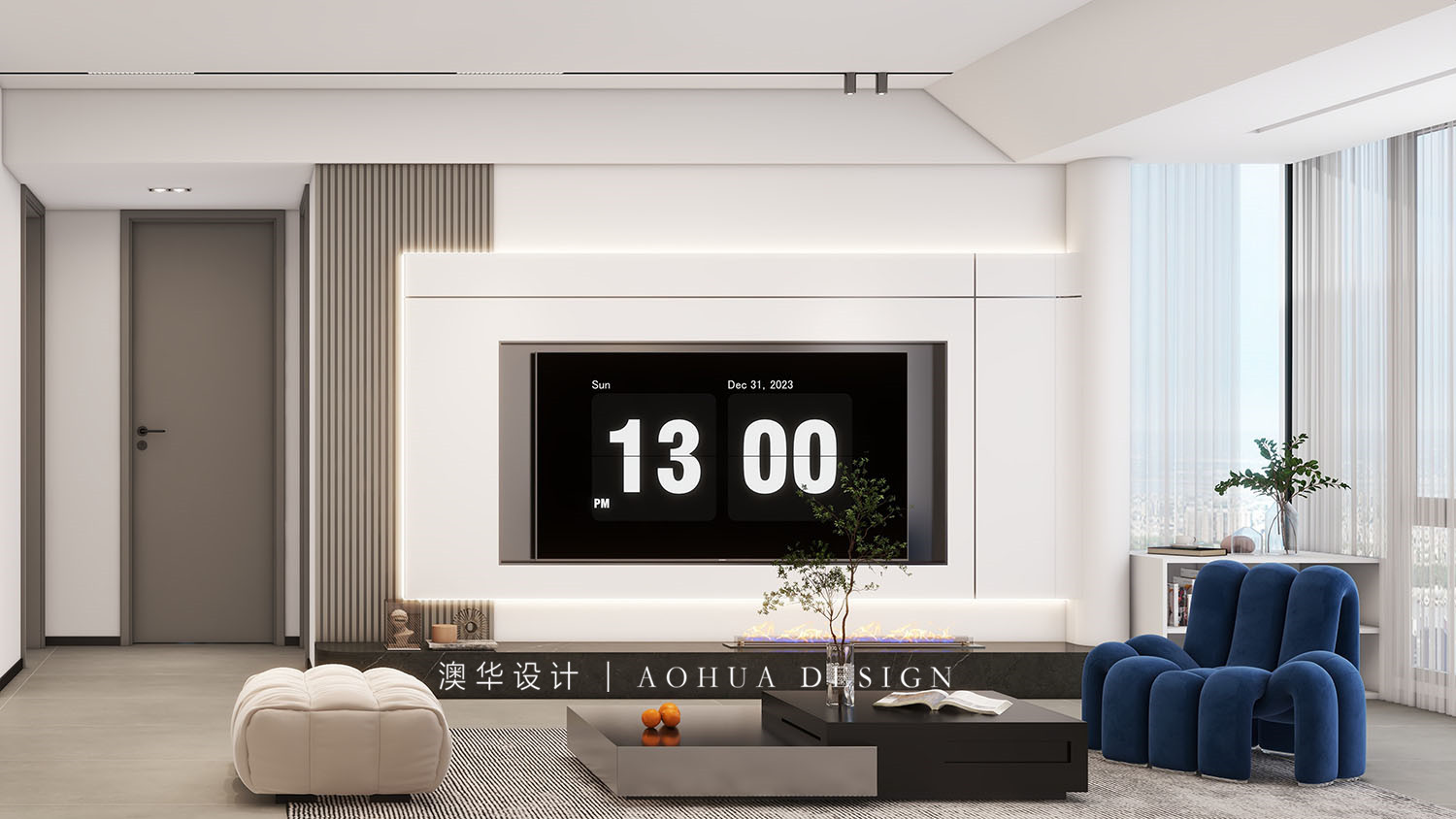 城市大廈130㎡現代黑白灰