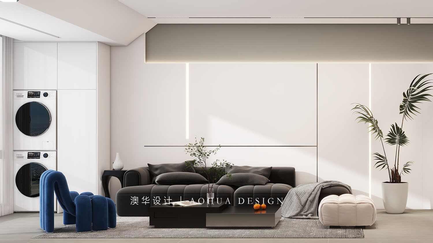 城市大廈130㎡現代黑白灰