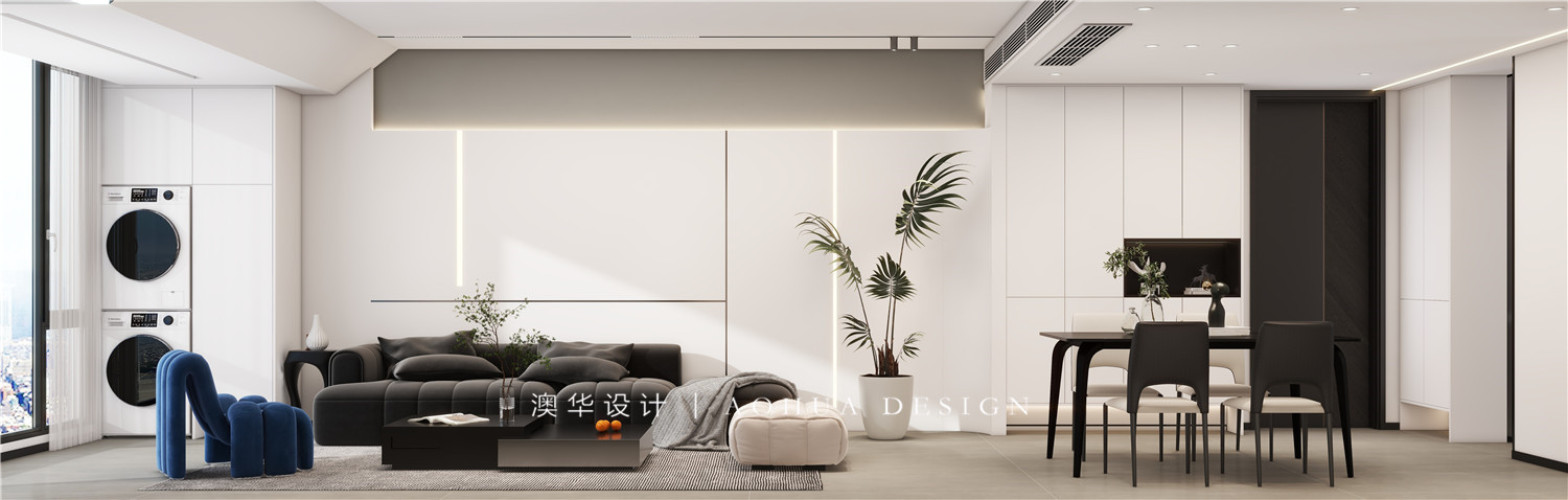 城市大廈130㎡現代黑白灰