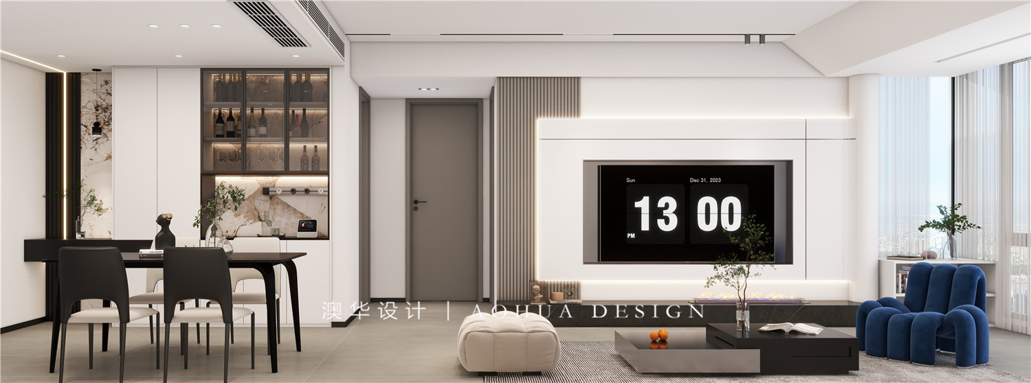 城市大廈130㎡現代黑白灰