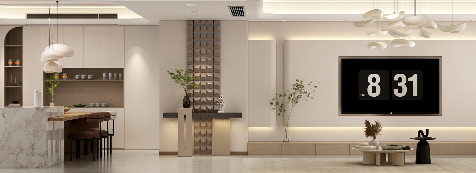 華僑城純水岸裝修,原木奶油