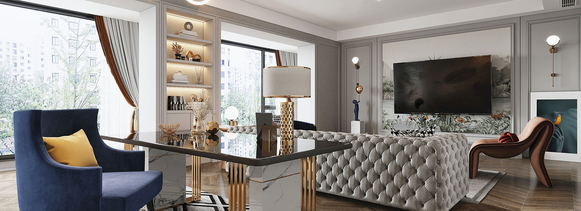 華發外灘首府裝修,現代輕奢