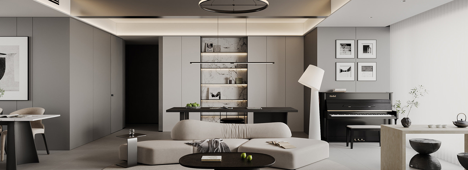 華發都薈天地裝修,現代黑白灰