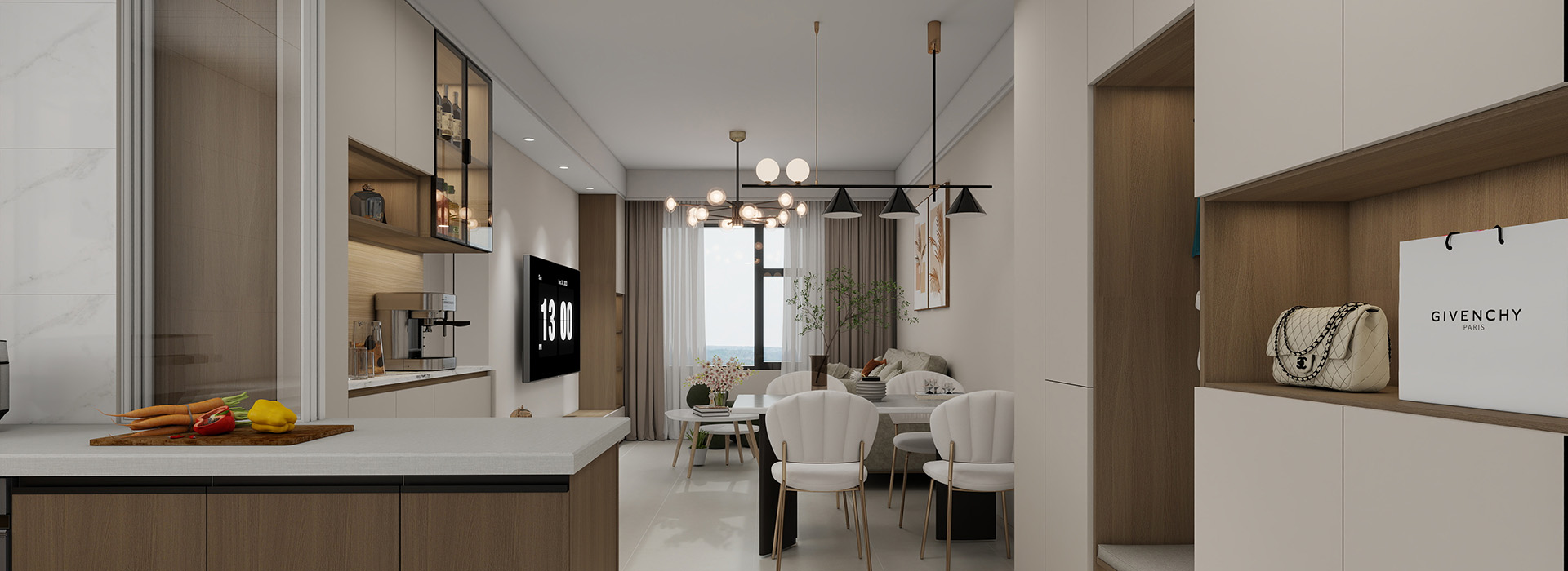 越秀中交星匯園裝修,原木奶油風