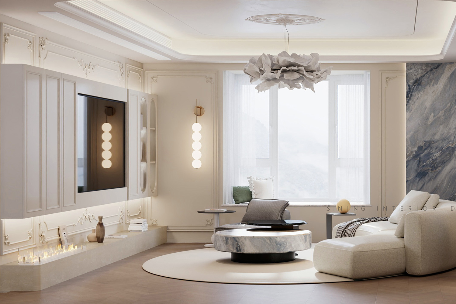 能建長江華府裝修,輕法式風格